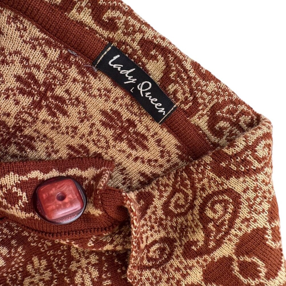 Vintage 90s Lady Queen Knit Cardigan Jacket - Picture 2 of 6